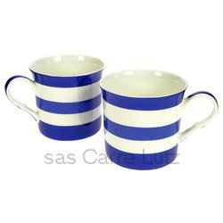 Coffret de 2 mugs à rayures bleues