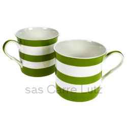 Coffret de 2 mugs à rayures vertes