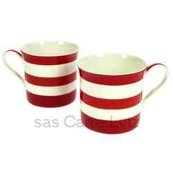 Coffret de 2 mugs à rayures rouges