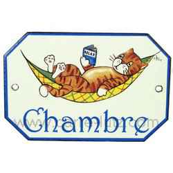 Plaque émaillée chambre hamac 