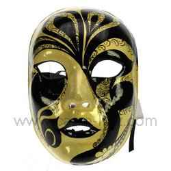 Masque Venise visage noir/or